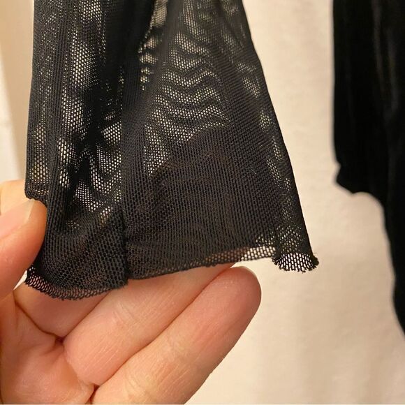 Glamour dance costume leotard black blue sequin stone mesh velvet LC large child - Picture 3 of 9